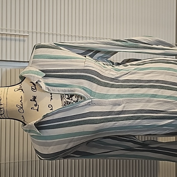 Sonoma Blue Striped Pull Over V Neck Blouse XL - Picture 2 of 11